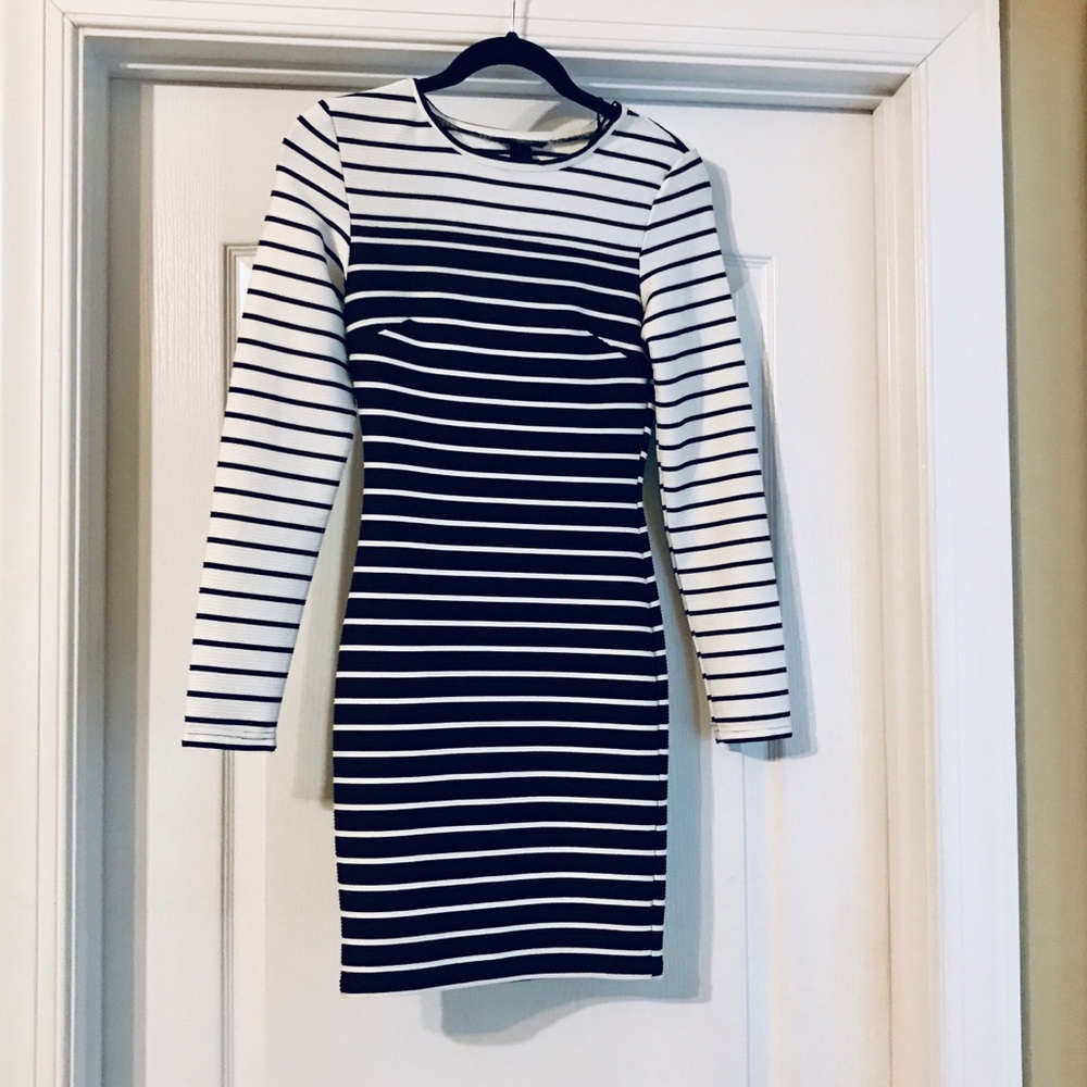 Black and white striped bodycon dress, Sz XS